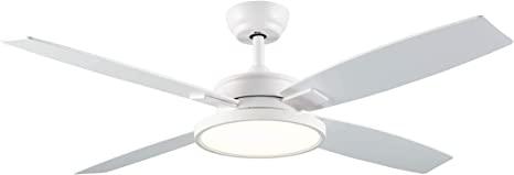 Modern Ceiling Fan with LED Lights and Remote Control for Living Room Bedroom Dining Room, 52 Inch indoor(White)