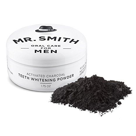 Mr Smith Teeth Whitening Powder with Activated Charcoal. All Natural Tooth and Gum Whitener is a Safe Alternative to Toothpaste
