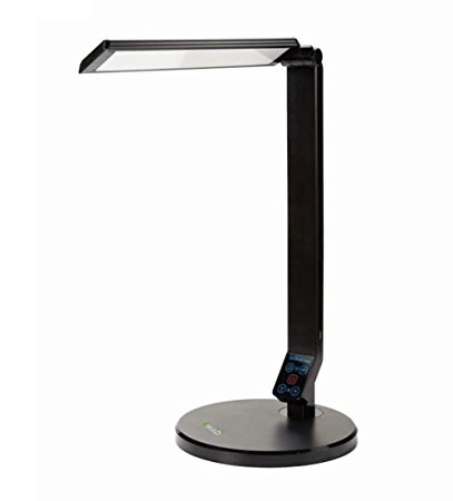 OxyLED L120 Dimmable LED Desk Lamp, 5 Lighting Modes (Reading/Studying/Relaxation/Bedtime), 5-Level Dimmer, Touch-Sensitive Control Panel, 12V/1A USB Charging Port, 180° Adjustable Arm, Piano Black