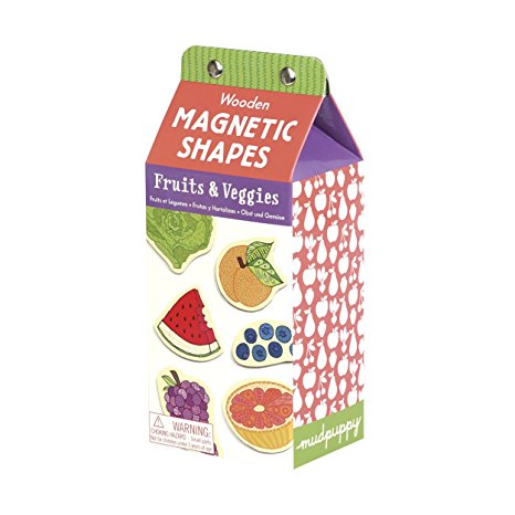 Mudpuppy Fruits & Veggies Wooden Magnetic Shapes