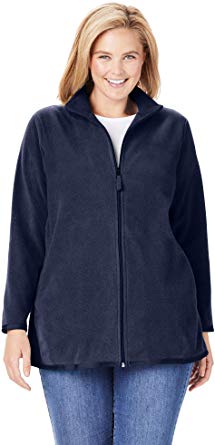 Woman Within Women's Plus Size Zip-Front Microfleece Jacket