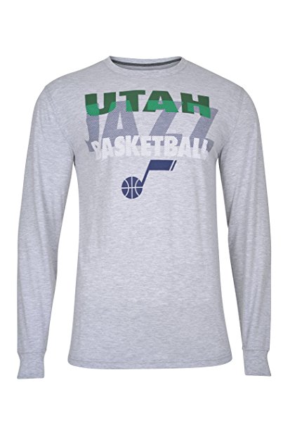 NBA Men's T-Shirt Supreme Long Sleeve Pullover Tee Shirt, Team Logo Gray