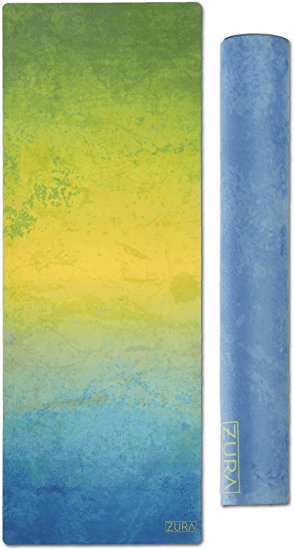 The Eco-friendly Combo Yoga Mat + Towel, No-slip Grip with Microfiber Towel Top - Extra Long - 3.5 mm Thick - 100% Natural and Non-toxic, Machine Washable - Ideal for Yoga, Hot Yoga, Pilates & Fitness