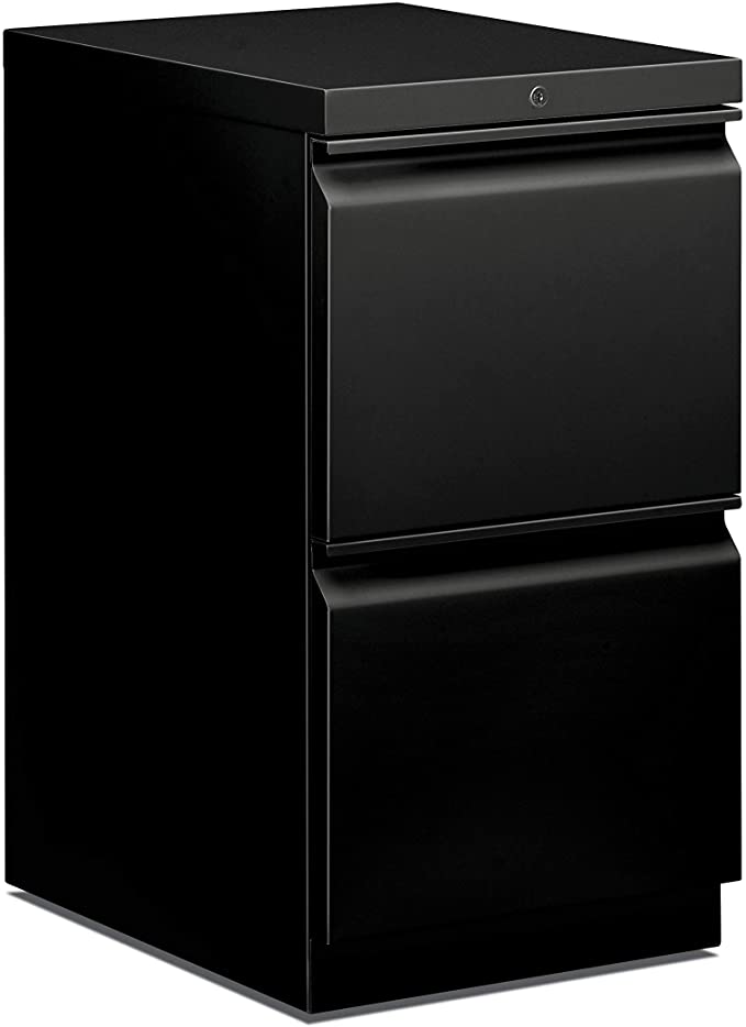 HON Mobile Pedestal File, Storage Pedestal with 2 File Drawers, 15"D, Black (HBMP2F)