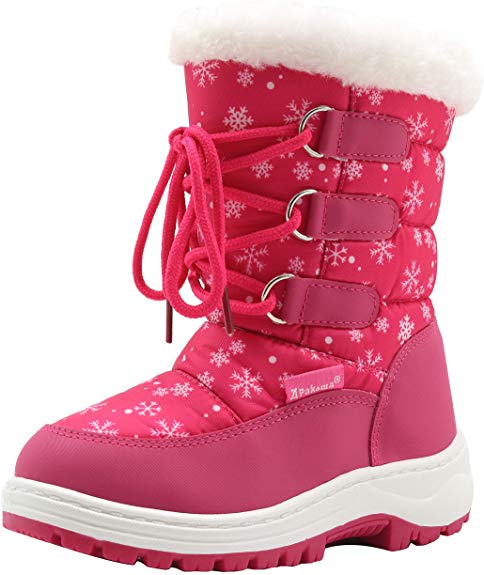 Apakowa Kids Girls Insulated Fur Winter Warm Snow Boots (Toddler/Little)