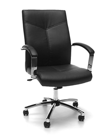 Essentials High Back Leather Executive Chair - Ergonomic Conference Chair with Padded Arms, Black (E1003-BLK)