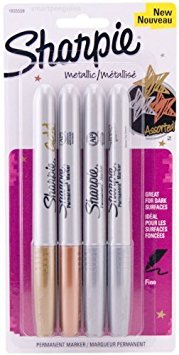 Sharpie - Fine Point Metallic Permanent Markers - Silver/Gold/Bronze (1-Pack of 4)