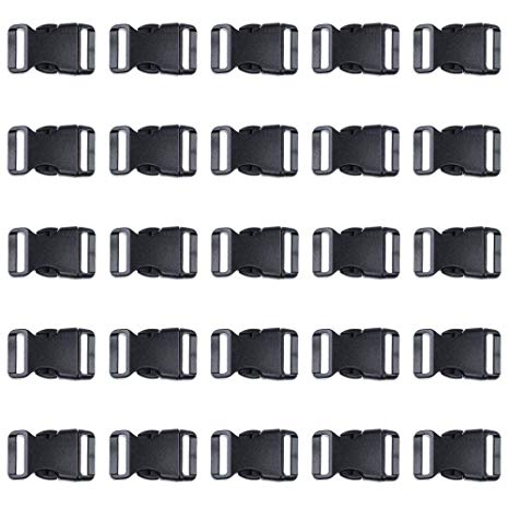 Paracord Planet 25 Pack 3/4-Inch Black Plastic Side Release Buckles for Paracord Bracelets