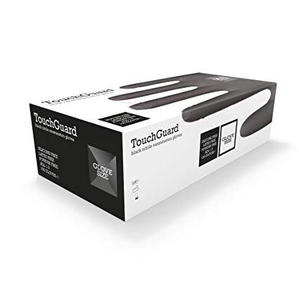 TouchGuard Black Nitrile Disposable Gloves, Latex & Powder-Free, Box of 100, Large