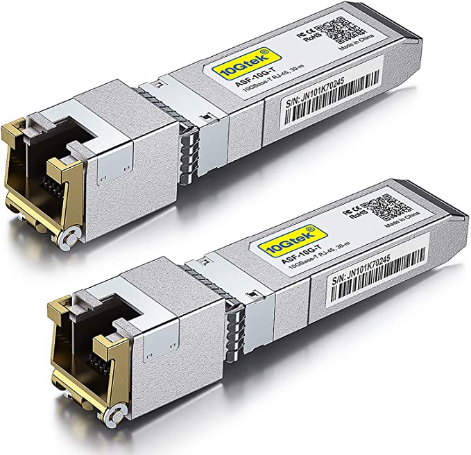 10GBase-T SFP  Transceivers, 10G T, 10G Copper, RJ-45 SFP  CAT.6a, up to 30 Meters, Compatible with Cisco SFP-10G-T-S, Ubiquiti UF-RJ45-10G, Netgear, D-Link, Supermicro, TP-Link, Broadcom, Pack of 2