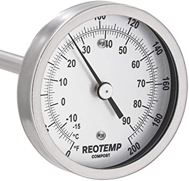 REOTEMP Heavy Duty Compost Thermometer - Fahrenheit and Celsius (24 Inch Stem), Made in The USA