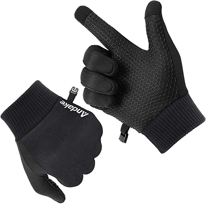 Andake Men's Running Gloves Warm Touch Screen Workout Gloves with Non-Slip Slilicon