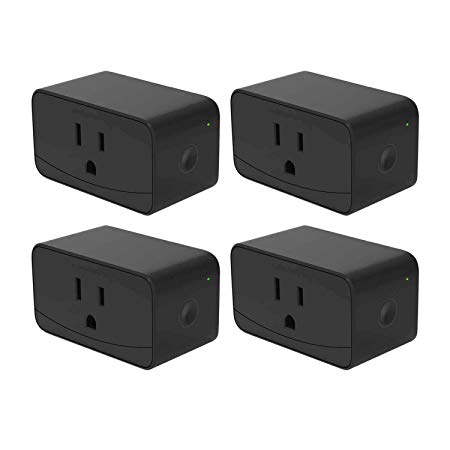 meross Black Smart Plug, Mini WiFi Outlet, Compatible With Alexa and Google Assistant, App Control, Timer Function, 16A, No Hub Needed, FCC & ETL Certified, 4 Pack