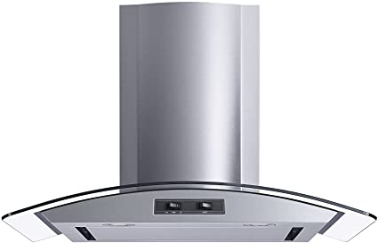 Winflo 30" Convertible Stainless Steel/Glass Wall Mount Range Hood with Aluminum Mesh Filter and Stainless Steel Panel