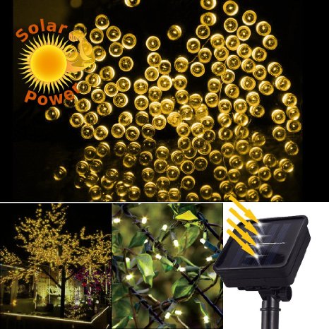 Expower Solar Powered Fairy String Lights 33ft 10m 100 LED 2 Modes Christmas Lights for Outdoor Gardens Homes Wedding Christmas Party Waterproof 100 LED Warm White