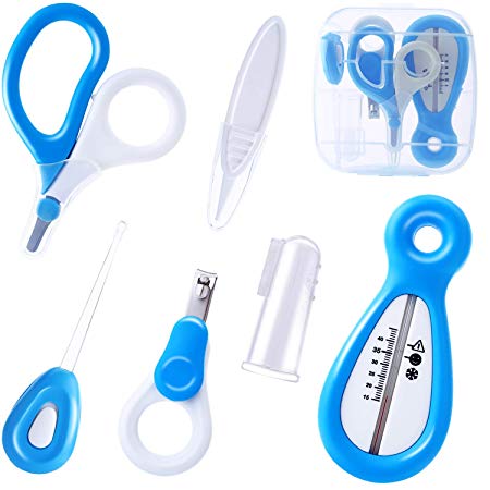 Tiny Wonders Baby Care Set, Healthcare & Grooming Kit, Infant Nursery Manicure Tools W/Nail Scissors, Clipper, Bath Thermometer, Silicone Toothbrush, Tweezer, Newborn Shower Gift for Boy Girl Toddler