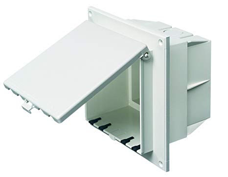 Arlington DBVR2W-1 Low Profile IN BOX Electrical Box with Weatherproof Cover for Flat Surfaces, 2-Gang, Vertical, White