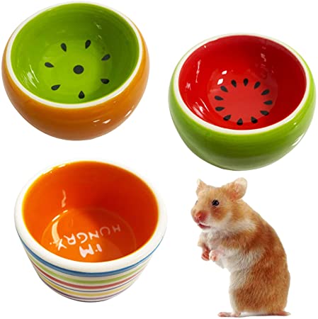 kathson Hamster Bowl Ceramic Small Animal Water Bowl Prevent Tipping Moving and Chewing Food Dish for Guinea Pig Gerbil Ferret Syrian Hamster Chinchilla Rat Hedgehog Bunny (3 Pcs)