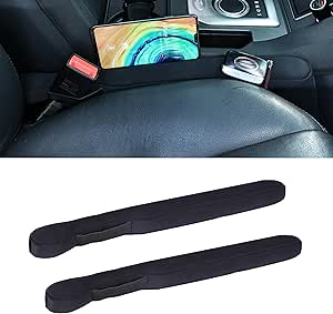 Amooca Car Seat Gap Filler 2pc Set Universal Fit for Car SUV Truck Vehicle Seat Gap Coverage Fill The Gap Between Seat and Console Stop Things from Dropping Black