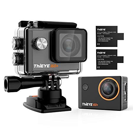 Action Camera ThiEYE i60  4k WiFi Waterproof Ultra HD Sports Action cam, DV Camcorder,2 inch LCD Screen, 170 Degree Wide Angle Lens with Batteries(2-Pack) and Accessories Kit
