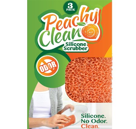 Antimicrobial Silicone Scrubber by Peachy Clean Qty 3 - Kitchen and Dish Scrubber Sponge