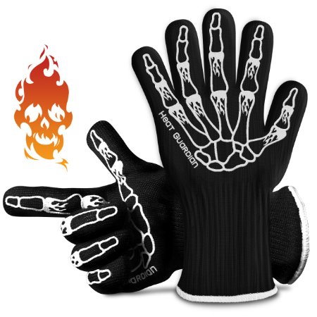 Heat Guardian Heat Resistant Gloves - Protective Gloves Withstand Heat Up To 932℉ - Use As Oven Mitts, Pot Holders, Heat Resistant Gloves for Grilling - Features 5" Cuff for Forearm Protection