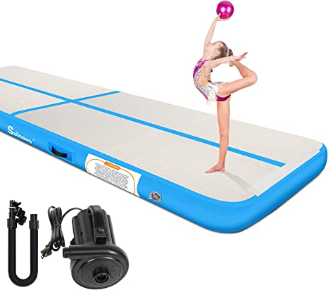 Gymnastics Air Mat, Sailnovo Inflatable Air Mat Tumble Track Training Tumbling Mat with Electric Pump, 20ft 16ft 13ft 10ft, 4in 8in Thickness for Home Use Gym Cheerleading Yoga Beach