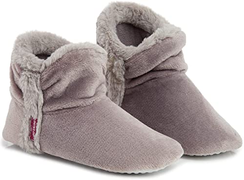 Dunlop Women Bootie Slippers, Ladies Quality Ankle Slippers Memory Foam, Sheepskin Bootie Slippers Indoor Outdoor Shoes, Comfy Warm Winter Slipper Ankle Boots, Gift for Ladies