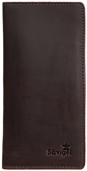 Shvigel Genuine Leather Rodeo Billfold Wallet - Vintage - Mens Long Checkbook Holder - Bifold Travel Cash Case