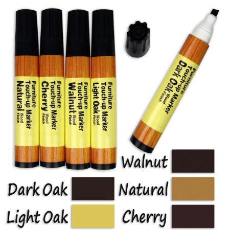 Assorted Furniture Touch Up Repair Markers Kit - Set Of 5 -Total Furniture Repair System - For Stains, Scratches, Wood Floors, Tables, Desks, Carpenters, Bedposts, Touch Ups, And Cover Ups - By Katzco