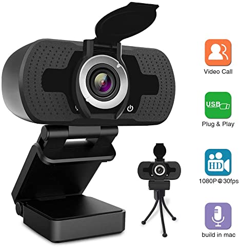 HZQDLN HD Webcam 1080P, USB Desktop Laptop Camera with110-Degree View Angle, Digital Web Camera with Stereo Microphone, Stream Webcam for Video Calling and Recording with Webcam Cover and Tripod