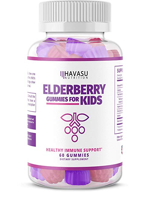 Havasu Nutrition Elderberry Gummies for Kids 50mg - Immune System Support - Premium Natural Ingredients - NO Gelatin, NO Fructose Corn Syrup, Gluten Free - Natural Ingredients - 60 Gummys