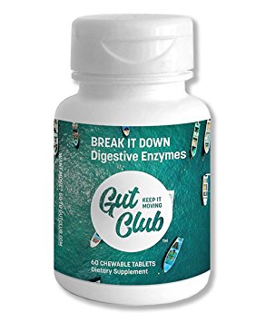 Gut Club - Break It Down Digestive Enzymes, 60 Chewable Refreshing Mint Flavor Tablets, Travel-ready bottle, Sugar-free, Optimal Digestive Support for Men & Women, (60 count)