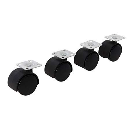 Fixman 698127 40mm Twin Wheel Furniture Castors with Screw Plate Pack of 4