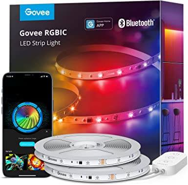 Govee 100ft RGBIC LED Strip Lights, Smart LED Lights for Bedroom, Bluetooth LED Lights APP Control, DIY Multiple Colors on One Line, Color Changing LED Lights Music Sync for Living Room, Gaming Room