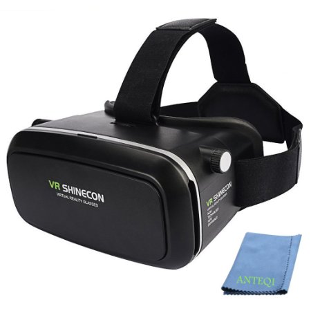 3D VR Glasses ANTEQI Virtual Reality Box with Adjustable Lens and Strap Compatible with 3.5-6.0 inch Screen Different Sizes Of Smart phones for 3D Movies ,Video and Games Anytime Anywhere