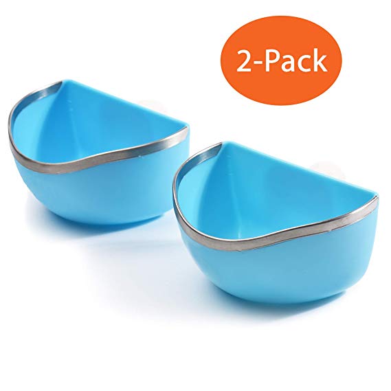 CalPalmy Food and Water Bowl (2-Pack) for Rabbit/Guinea Pig/Chinchilla - Best Bowl to Prevent Knocking Over, Made from Non-Toxic, BPA Free Plastic and Minimizing Waste and Mess