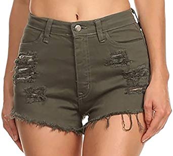 Vibrant Women's Juniors Denim High Waist Cutoff Shorts