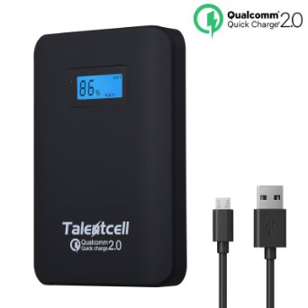 TalentCell Quick Charge 2.0 (18W / 5V/9V/12V) Dual USB Port 10400mAh Power Bank