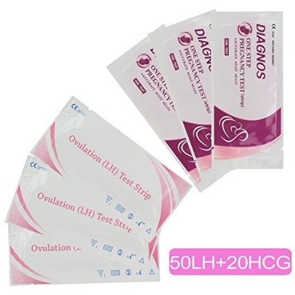 50 Ovulation Test Strips and 20 Pregnancy Test Strips Kits 50 LH  20 HCGClear and 99 AccurateUrineTest Strip Combo Kit by Sinsun