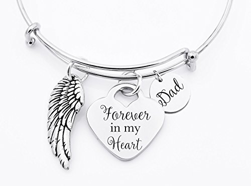 Forever in my Heart bangle, memorial Mom, Dad, or name of choice, Sympathy gift, loss of loved ones, custom bracelet