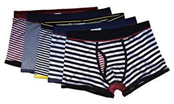 CHUNG Men's Solid Color Cotton Pouch Boxer Brief Underwear 5 Pack