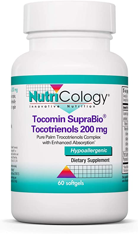 Nutricology Tocomin SupraBio Tocotrienols 200 mg - Palm Oil Vitamin E - 60 Softgels