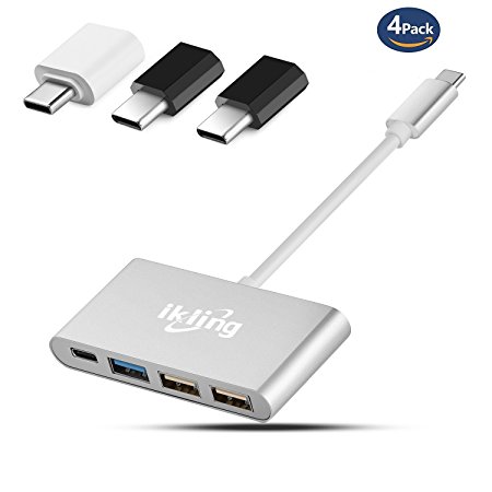 USB C Hub Power Adapter – ikling 2017 New Packing Ultra Slim USB Type C Hub and USB C to Micro /USB A port Adapter for MacBook, MacBook Pro 2016, Lenovo, Asus, Google Pixel, USB Type C Device Owner