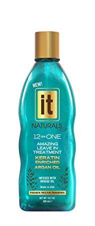 IT NATURALS 12-in-ONE Argan Oil Leave In Treatment with Keratin, 10.2oz | Infused with Keratin Proteins | Humidity Resistant | UV Protection | Remove Tangles, Color Safe | Paraben Free