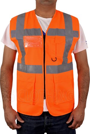 HiVis High Visibility Executive Work Safety Zip Vest Pocket waistcoat Size S-4XL