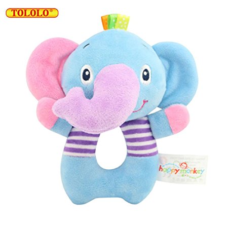 TOLOLO Elephant Soft Rattle Toy for Over 0 Months