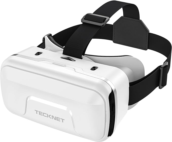 TECKNET VR Headset for Phone, 3D Virtual Reality Headsets with HD 110°FOV Anti-Blue Light Lenses & Adjustable Gears, Comfortable Ergonomic design VR Glasses for iPhone Samsung Android 4.7-7.2“ Screen