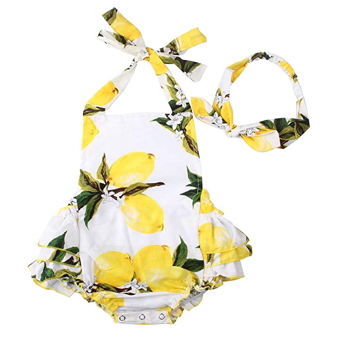 Baby Girls 2pcs Sets Cotton Ruffles Romper Outfits Clothes