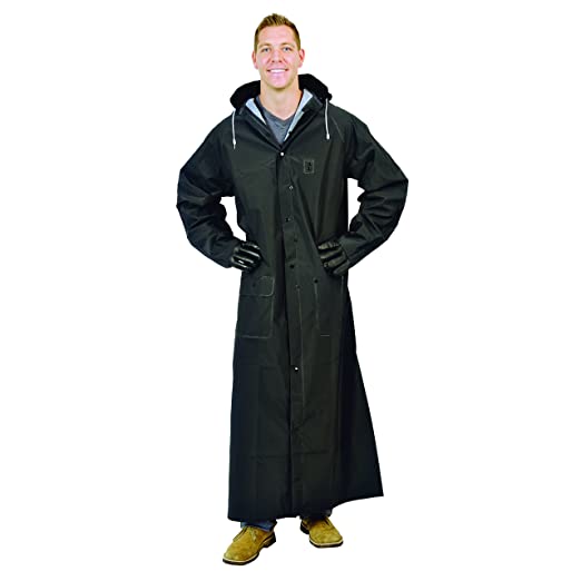 Galeton 12560-XXXL-BK 12560 Repel Rainwear 0.35 mm PVC 60" Raincoat for More Coverage, 3XL, Black